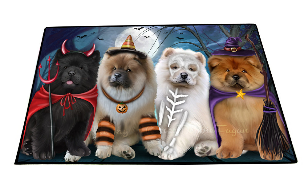 Happy Halloween Trick or Treat Chow Chow Dogs Floor Mat- Anti-Slip Pet Door Mat Indoor Outdoor Front Rug Mats for Home Outside Entrance Pets Portrait Unique Rug Washable Premium Quality Mat