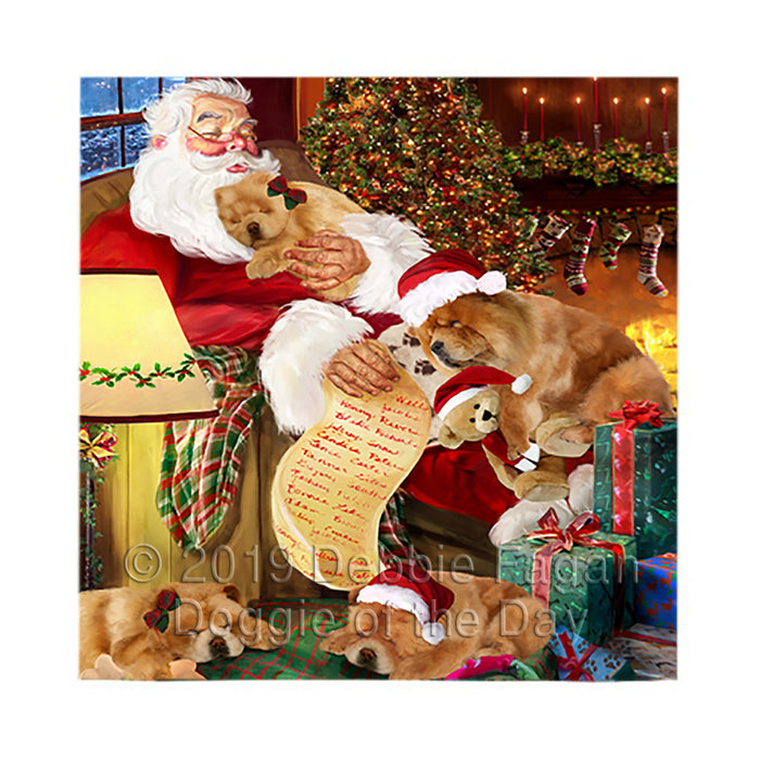 Santa Sleeping with Chow Chow Dogs Square Towel 