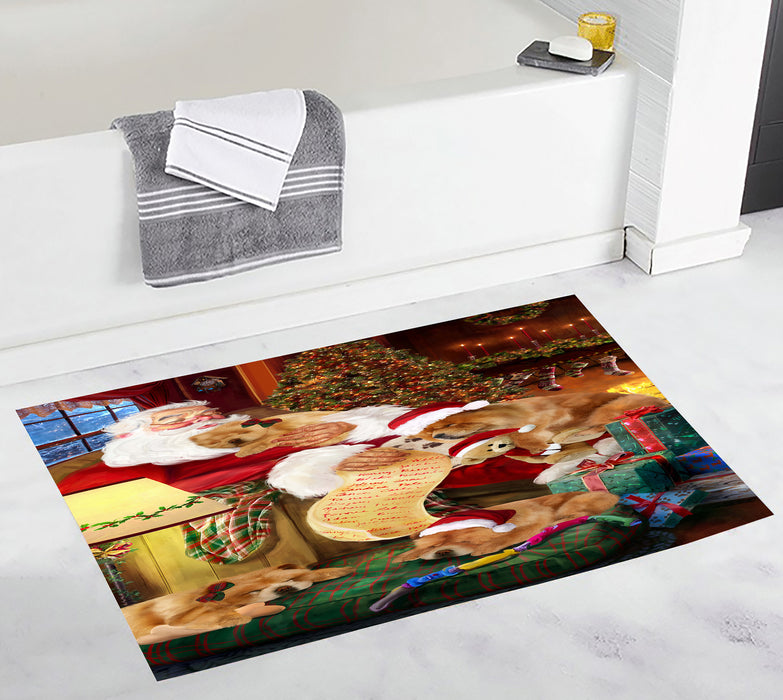 Santa Sleeping with Chow Chow Dogs Bath Mat