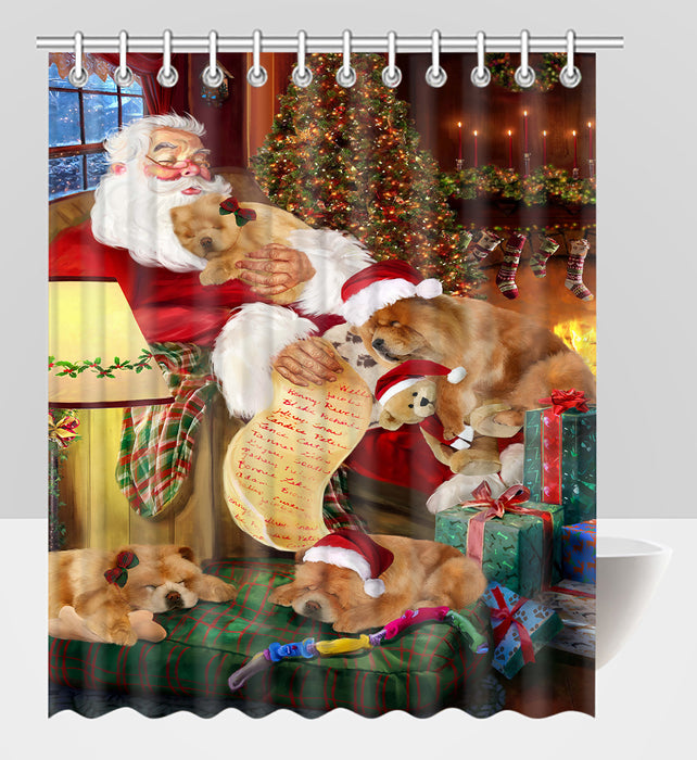 Santa Sleeping with Chow Chow Dogs Shower Curtain