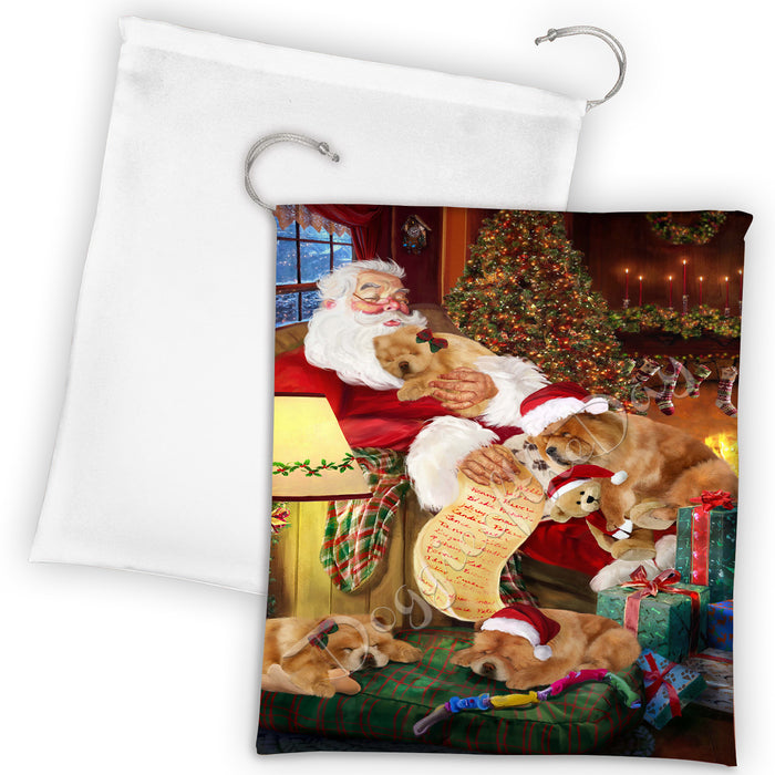 Santa Sleeping with Chow Chow Dogs Drawstring Laundry or Gift Bag LGB48799
