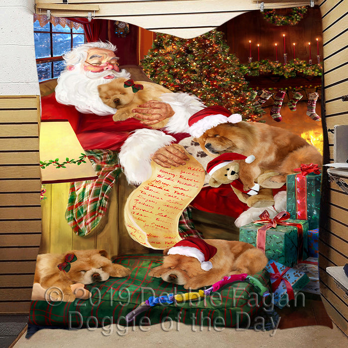 Santa Sleeping with Chow Chow Dogs Quilt