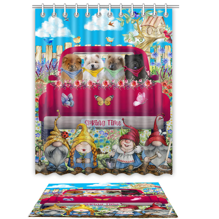 Chow Chow Shower Curtain & Bath Mat Set: Explore a Variety of Designs, Custom, Personalized, Curtains with hooks and Rug Bathroom Decor, Gift for Dog and Pet Lovers