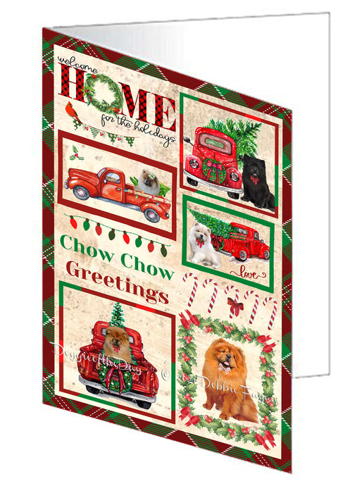 Welcome Home for Christmas Holidays Chow Chow Dogs Handmade Artwork Assorted Pets Greeting Cards and Note Cards with Envelopes for All Occasions and Holiday Seasons GCD76145