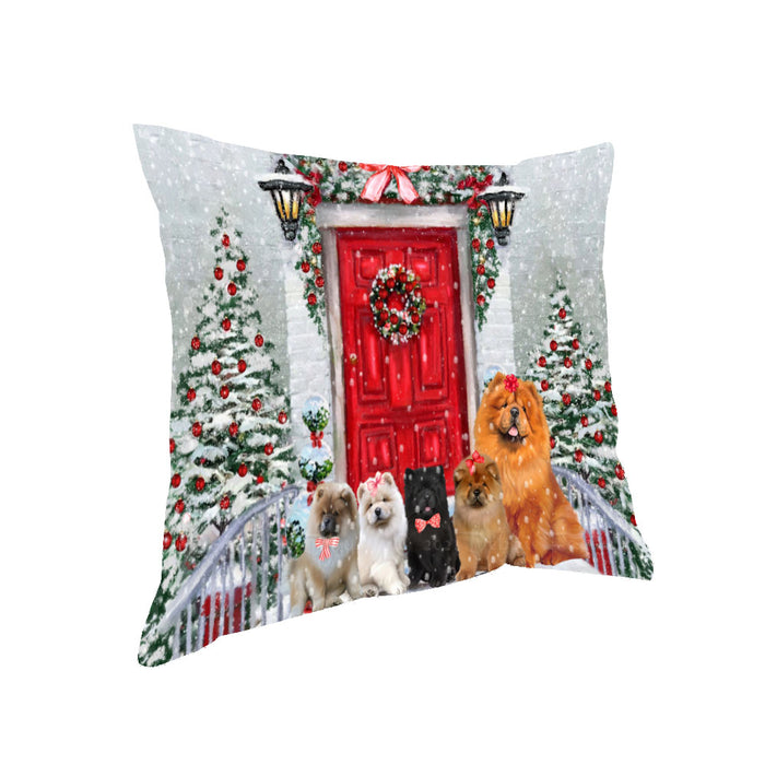Christmas Holiday Welcome Chow Chow Dogs Pillow with Top Quality High-Resolution Images - Ultra Soft Pet Pillows for Sleeping - Reversible & Comfort - Ideal Gift for Dog Lover - Cushion for Sofa Couch Bed - 100% Polyester