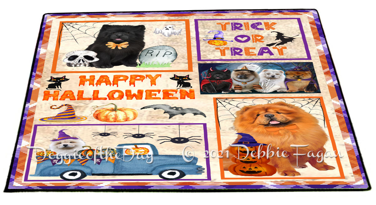 Happy Halloween Trick or Treat Chow Chow Dogs Indoor/Outdoor Welcome Floormat - Premium Quality Washable Anti-Slip Doormat Rug FLMS58063