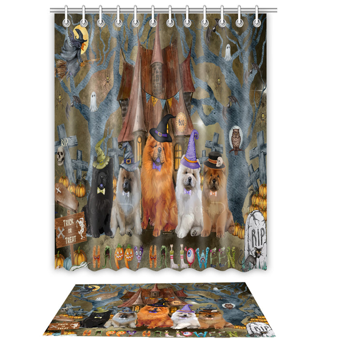 Chow Chow Shower Curtain & Bath Mat Set, Custom, Explore a Variety of Designs, Personalized, Curtains with hooks and Rug Bathroom Decor, Halloween Gift for Dog Lovers