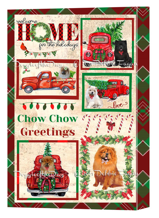 Welcome Home for Christmas Holidays Chow Chow Dogs Canvas Wall Art Decor - Premium Quality Canvas Wall Art for Living Room Bedroom Home Office Decor Ready to Hang CVS149453