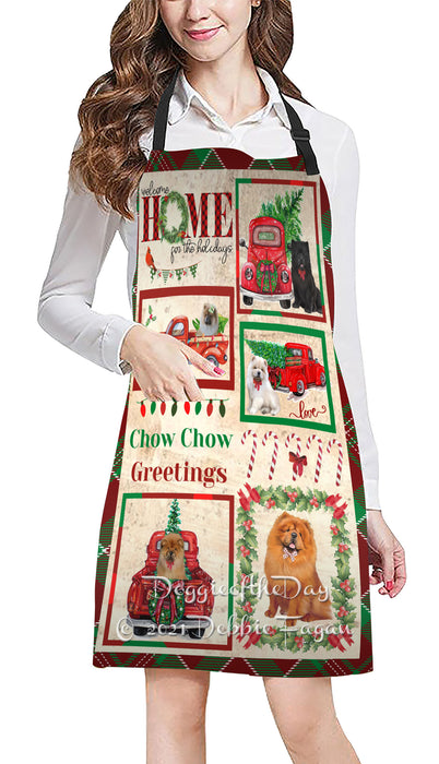 Welcome Home for Holidays Chow Chow Dogs Apron Apron48401