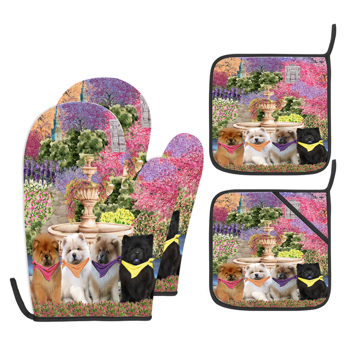 Chow Chow Oven Mitts and Pot Holder Set, Explore a Variety of Personalized Designs, Custom, Kitchen Gloves for Cooking with Potholders, Pet and Dog Gift Lovers