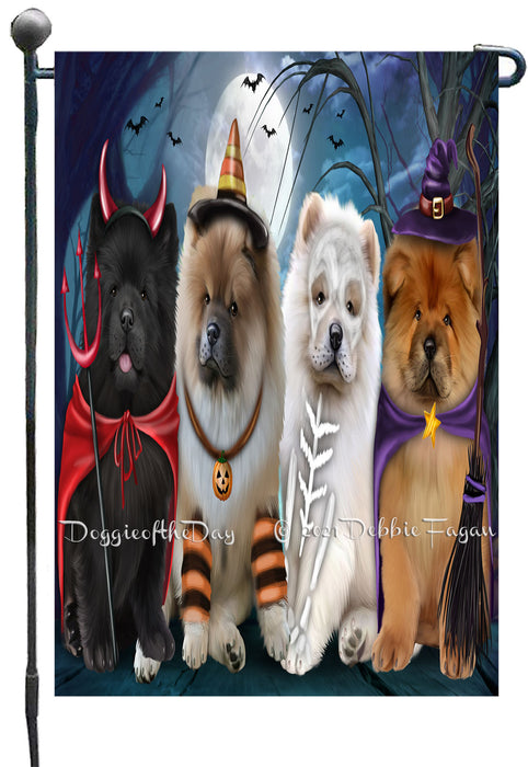 Happy Halloween Trick or Treat Chow Chow Dogs Garden Flags- Outdoor Double Sided Garden Yard Porch Lawn Spring Decorative Vertical Home Flags 12 1/2"w x 18"h