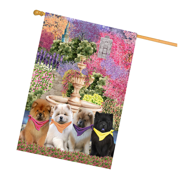 Chow Chow Dogs House Flag: Explore a Variety of Designs, Weather Resistant, Double-Sided, Custom, Personalized, Home Outdoor Yard Decor for Dog and Pet Lovers