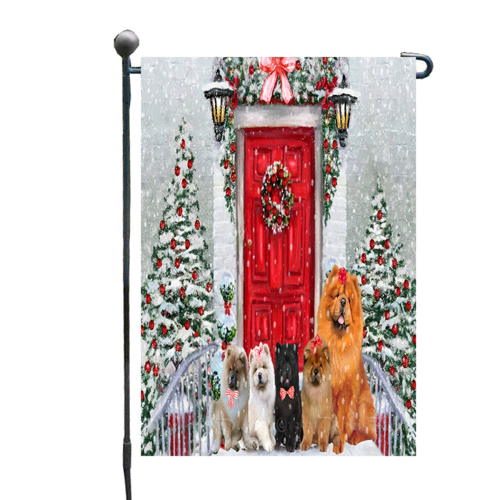 Christmas Holiday Welcome Chow Chow Dogs Garden Flags- Outdoor Double Sided Garden Yard Porch Lawn Spring Decorative Vertical Home Flags 12 1/2"w x 18"h