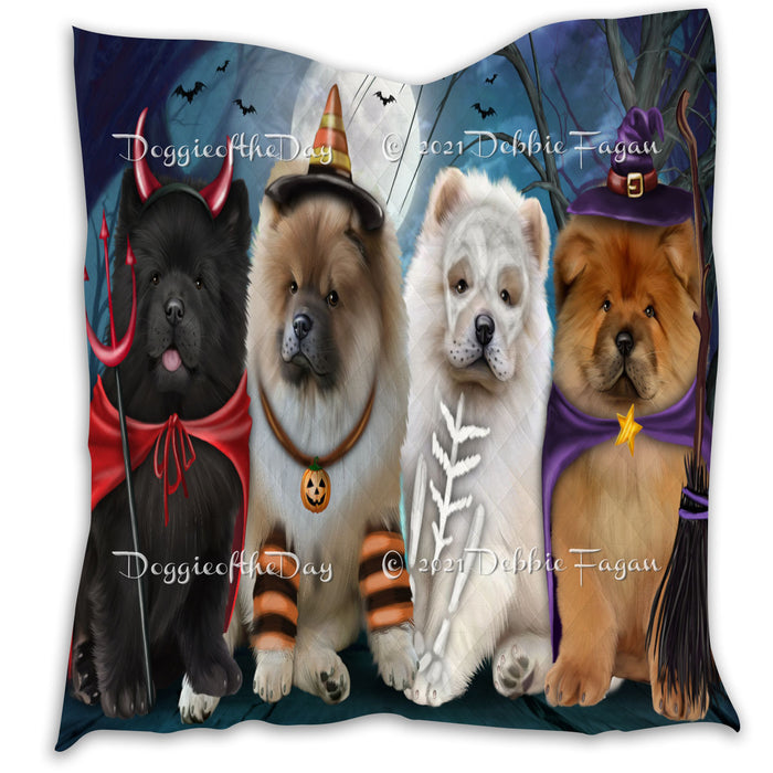 Happy Halloween Trick or Treat Chow Chow Dogs Lightweight Soft Bedspread Coverlet Bedding Quilt QUILT60306