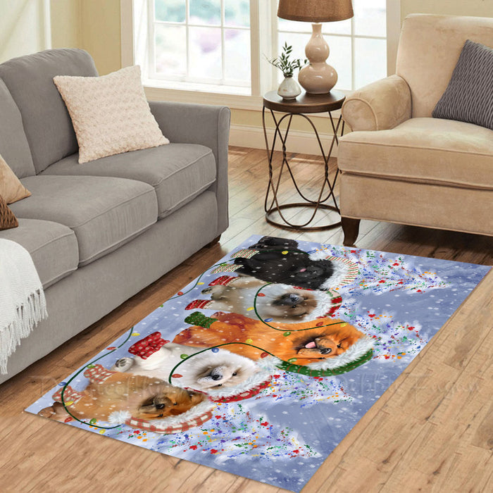 Christmas Lights and Chow Chow Dogs Area Rug - Ultra Soft Cute Pet Printed Unique Style Floor Living Room Carpet Decorative Rug for Indoor Gift for Pet Lovers