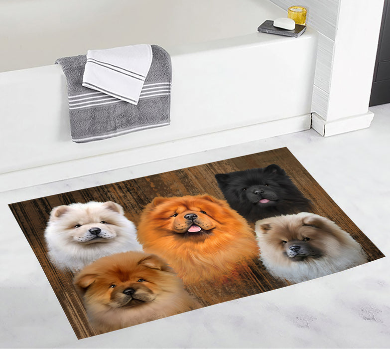 Rustic Chow Chow Dogs Bath Mat