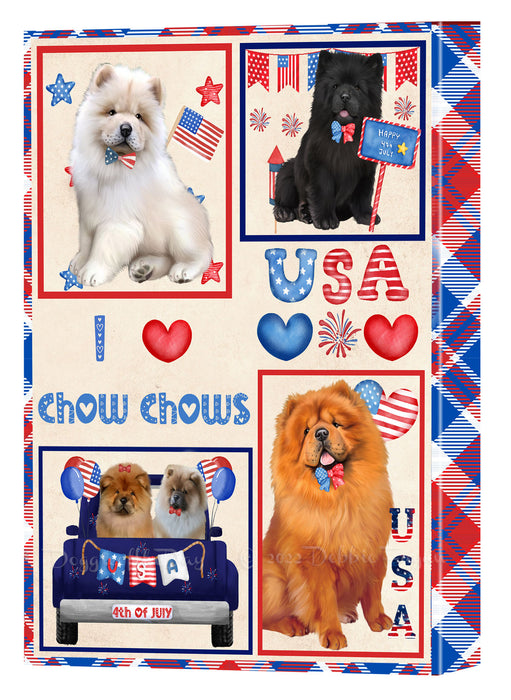 4th of July Independence Day I Love USA Chow Chow Dogs Canvas Wall Art - Premium Quality Ready to Hang Room Decor Wall Art Canvas - Unique Animal Printed Digital Painting for Decoration
