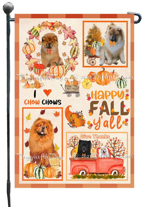 Happy Fall Y'all Pumpkin Chow Chow Dogs Garden Flags- Outdoor Double Sided Garden Yard Porch Lawn Spring Decorative Vertical Home Flags 12 1/2"w x 18"h