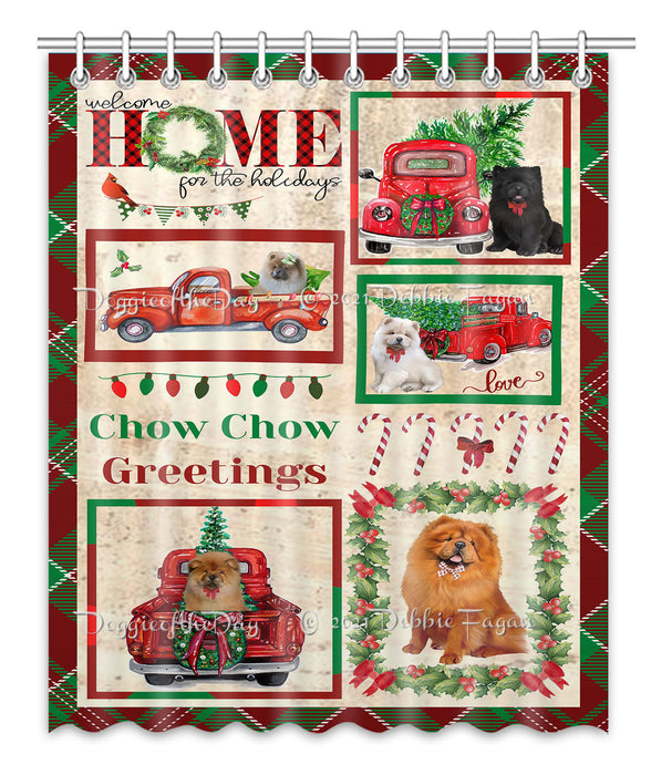 Welcome Home for Christmas Holidays Chow Chow Dogs Shower Curtain Bathroom Accessories Decor Bath Tub Screens