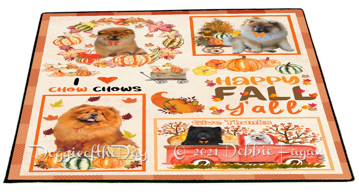 Happy Fall Y'all Pumpkin Chow Chow Dogs Indoor/Outdoor Welcome Floormat - Premium Quality Washable Anti-Slip Doormat Rug FLMS58603