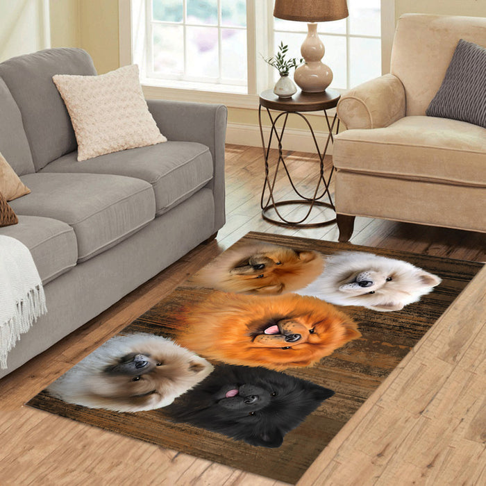 Rustic Chow Chow Dogs Area Rug