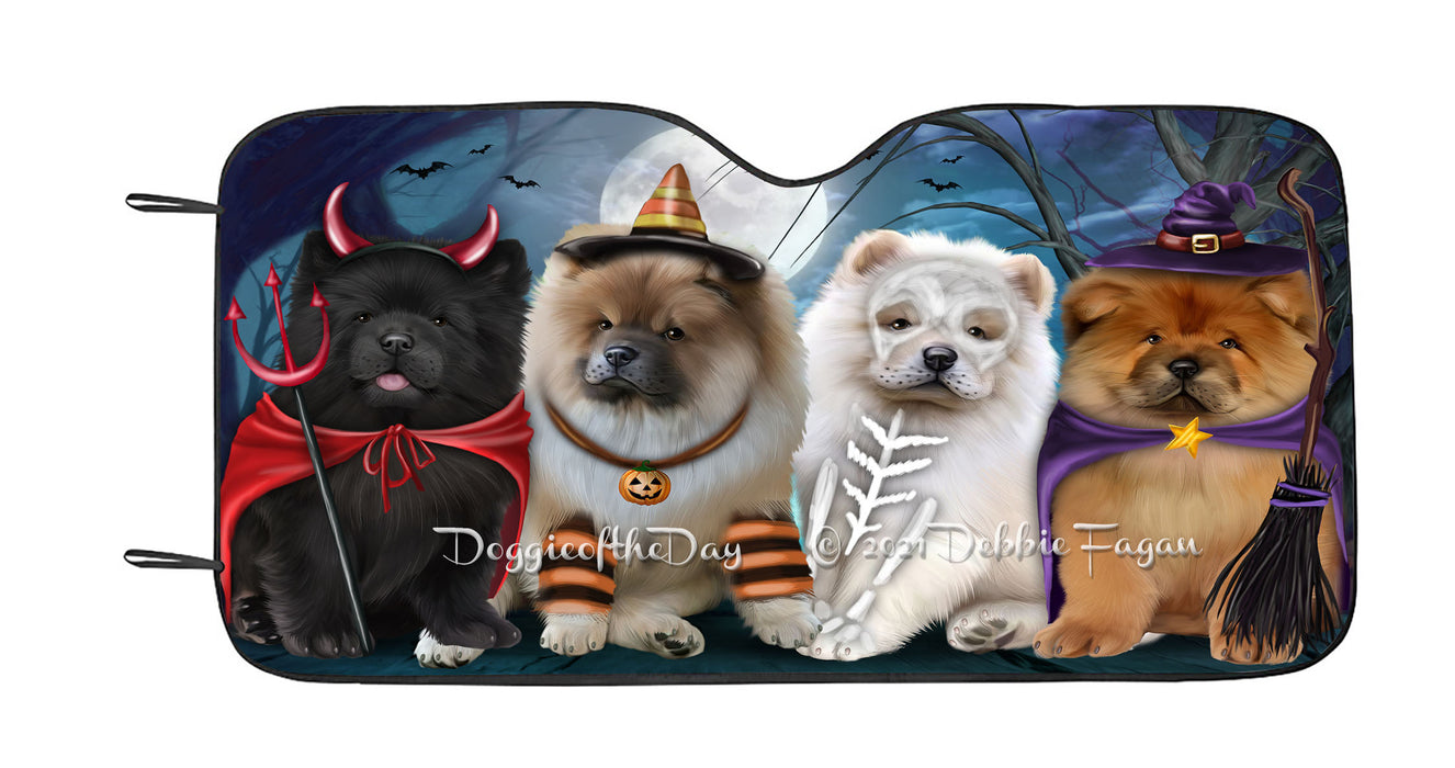 Happy Halloween Trick or Treat Chow Chow Dogs Car Sun Shade Cover Curtain