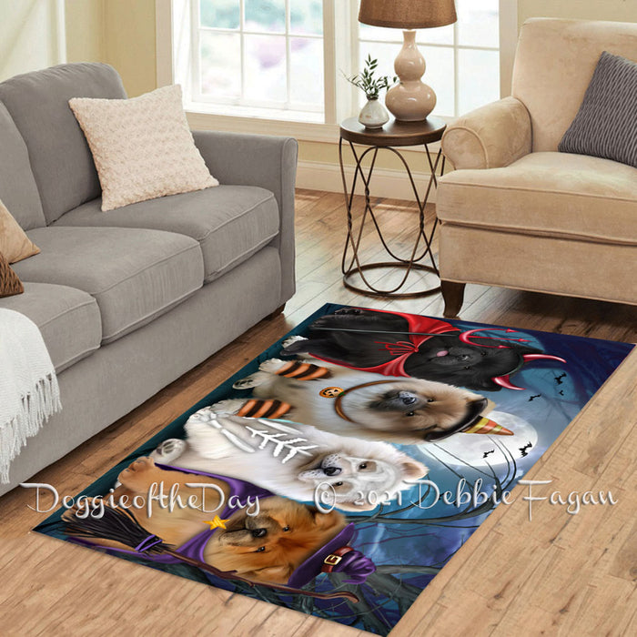 Happy Halloween Trick or Treat Chow Chow Dogs Polyester Living Room Carpet Area Rug ARUG66236