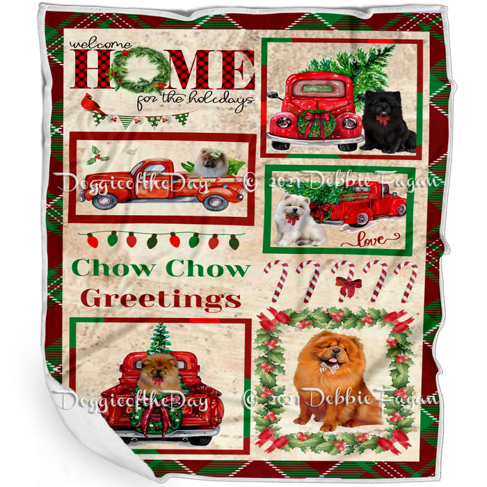 Welcome Home for Christmas Holidays Chow Chow Dogs Blanket BLNKT71926