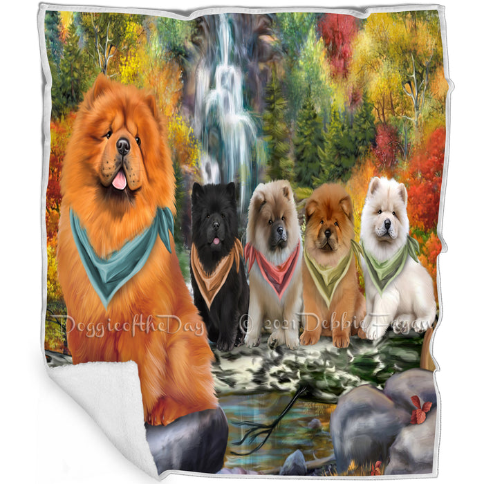 Scenic Waterfall Chow Chows Dog Blanket BLNKT63228