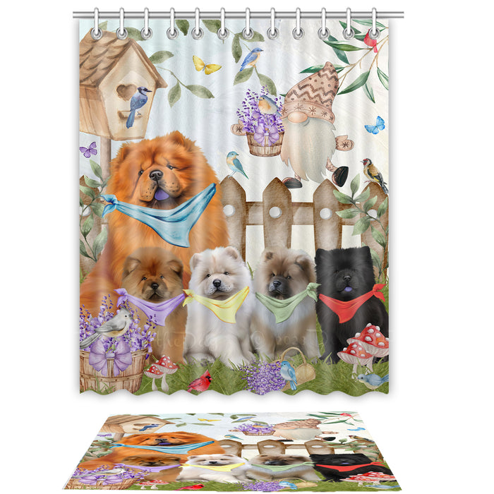 Chow Chow Shower Curtain & Bath Mat Set, Custom, Explore a Variety of Designs, Personalized, Curtains with hooks and Rug Bathroom Decor, Halloween Gift for Dog Lovers