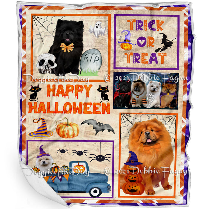 Happy Halloween Trick or Treat Chow Chow Dogs Blanket BLNKT143737