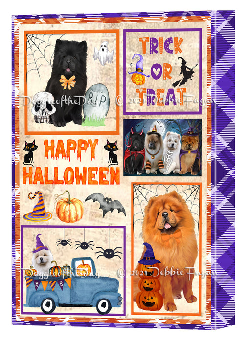 Happy Halloween Trick or Treat Chow Chow Dogs Canvas Wall Art Decor - Premium Quality Canvas Wall Art for Living Room Bedroom Home Office Decor Ready to Hang CVS150416