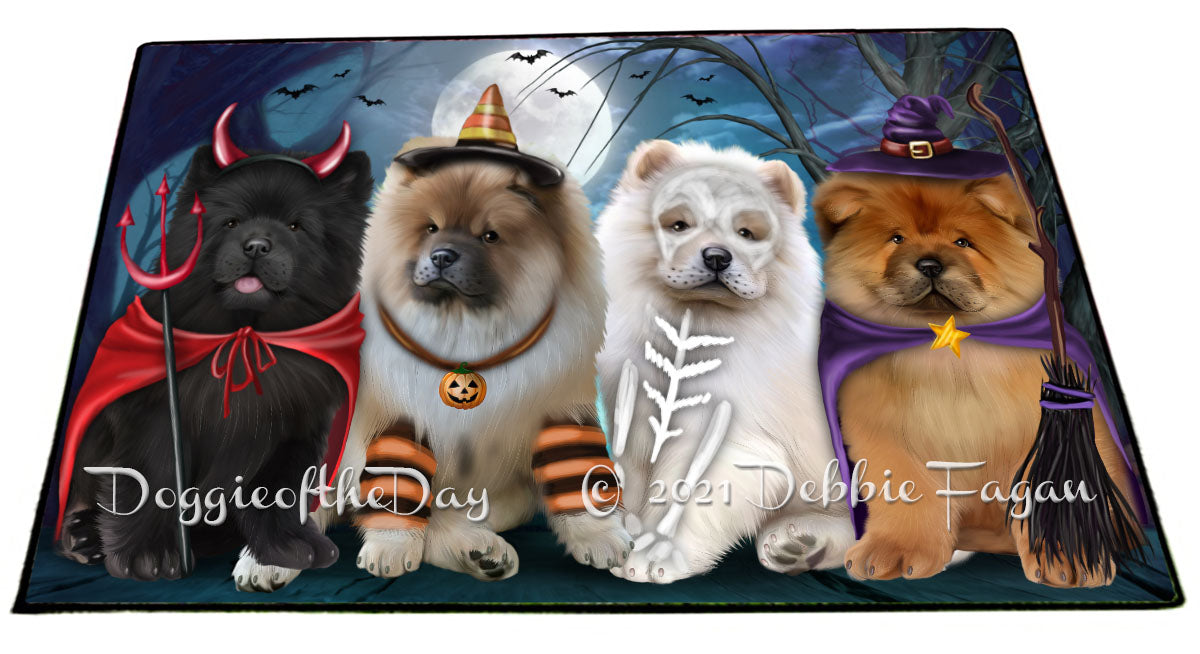 Happy Halloween Trick or Treat Chow Chow Dogs Indoor/Outdoor Welcome Floormat - Premium Quality Washable Anti-Slip Doormat Rug FLMS58372