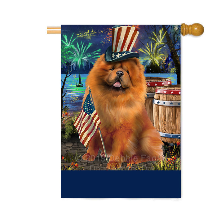 Personalized 4th of July Firework Chow Chow Dog Custom House Flag FLG-DOTD-A57931