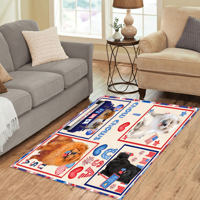 4th of July Independence Day I Love USA Chow Chow Dogs Area Rug - Ultra Soft Cute Pet Printed Unique Style Floor Living Room Carpet Decorative Rug for Indoor Gift for Pet Lovers