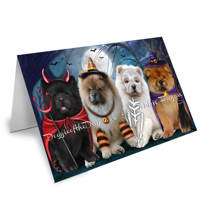 Happy Halloween Trick or Treat Chow Chow Dogs Handmade Artwork Assorted Pets Greeting Cards and Note Cards with Envelopes for All Occasions and Holiday Seasons GCD76745