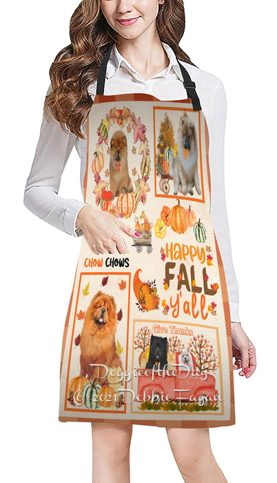 Happy Fall Y'all Pumpkin Chow Chow Dogs Cooking Kitchen Adjustable Apron Apron49201
