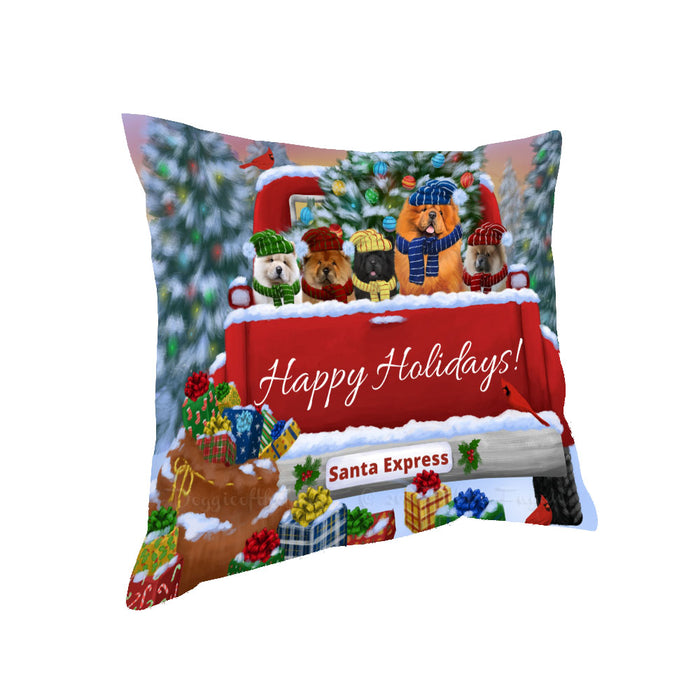 Christmas Red Truck Travlin Home for the Holidays Chow Chow Dogs Pillow with Top Quality High-Resolution Images - Ultra Soft Pet Pillows for Sleeping - Reversible & Comfort - Ideal Gift for Dog Lover - Cushion for Sofa Couch Bed - 100% Polyester