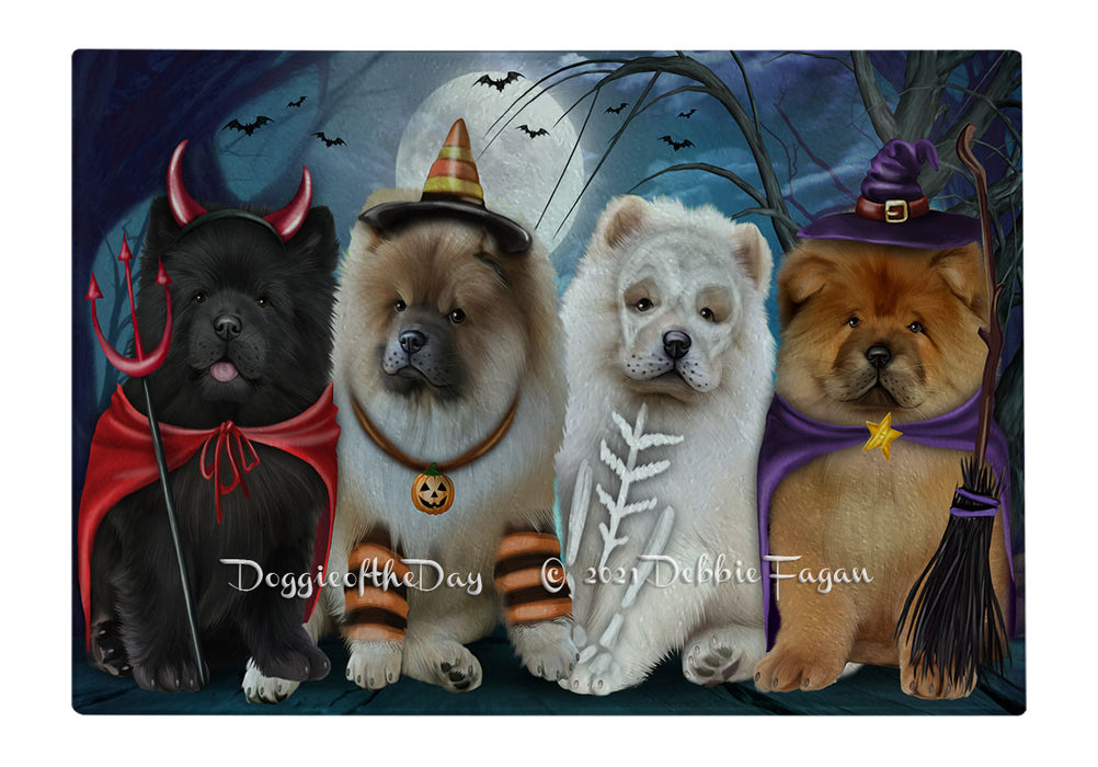 Happy Halloween Trick or Treat Chow Chow Dogs Cutting Board - Easy Grip Non-Slip Dishwasher Safe Chopping Board Vegetables C79591