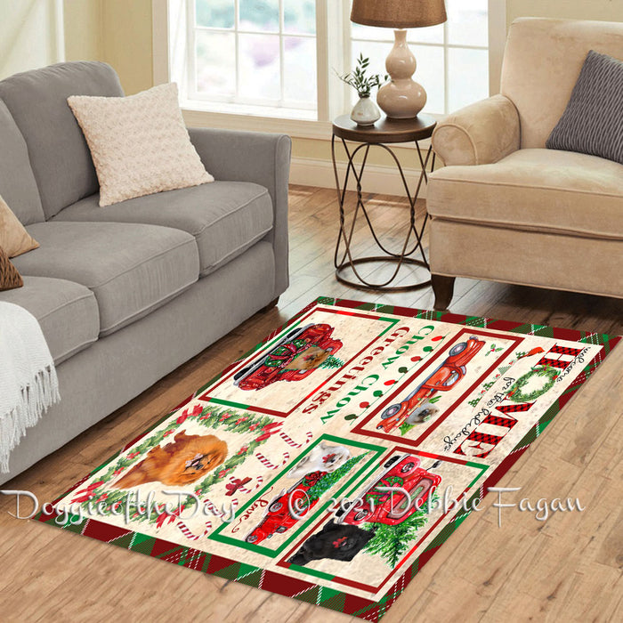 Welcome Home for Christmas Holidays Chow Chow Dogs Polyester Living Room Carpet Area Rug ARUG64836