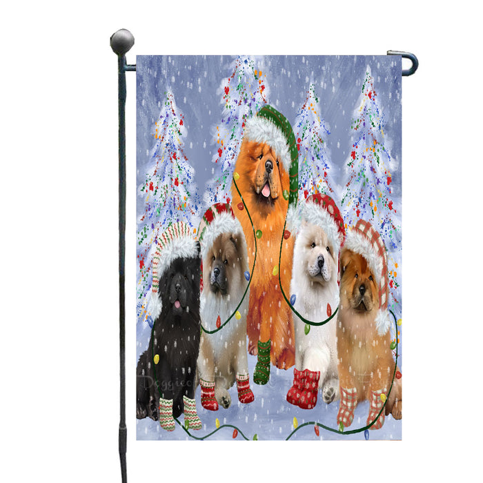 Christmas Lights and Chow Chow Dogs Garden Flags- Outdoor Double Sided Garden Yard Porch Lawn Spring Decorative Vertical Home Flags 12 1/2"w x 18"h