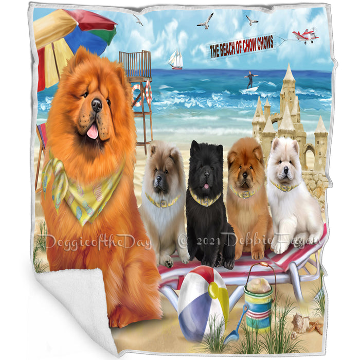 Pet Friendly Beach Chow Chows Dog Blanket BLNKT65865