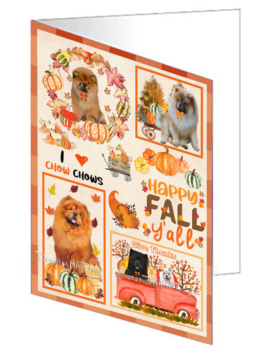 Happy Fall Y'all Pumpkin Chow Chow Dogs Handmade Artwork Assorted Pets Greeting Cards and Note Cards with Envelopes for All Occasions and Holiday Seasons GCD76976