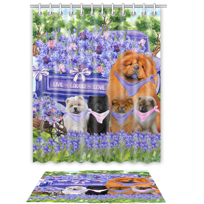 Chow Chow Shower Curtain & Bath Mat Set, Bathroom Decor Curtains with hooks and Rug, Explore a Variety of Designs, Personalized, Custom, Dog Lover's Gifts