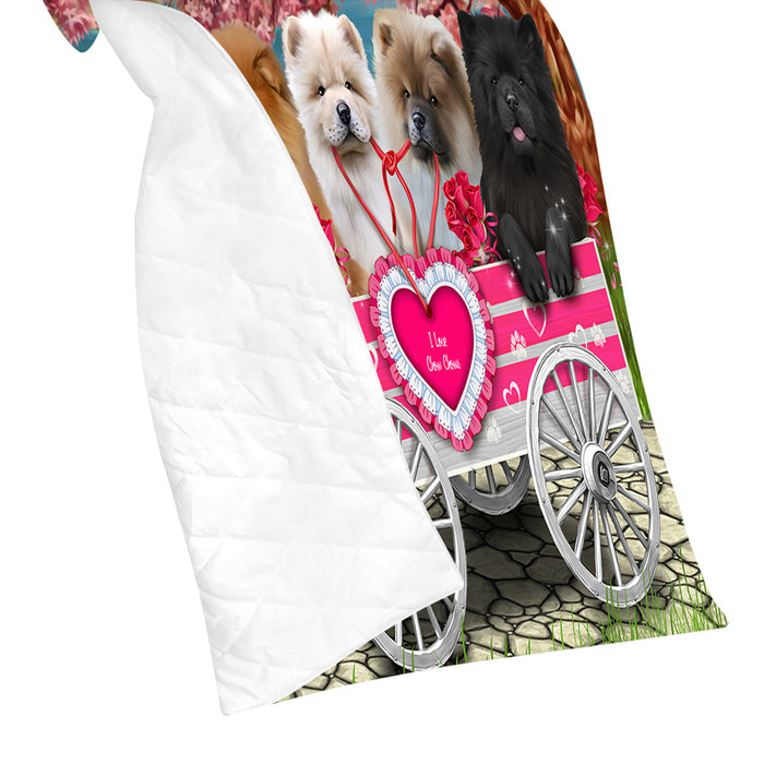 I Love Chow Chow Dogs in a Cart Quilt