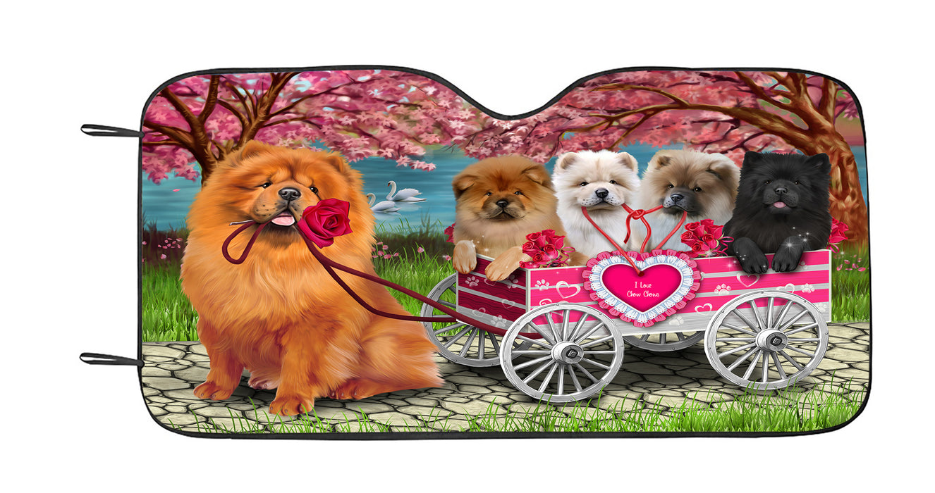 I Love Chow Chow Dogs in a Cart Car Sun Shade