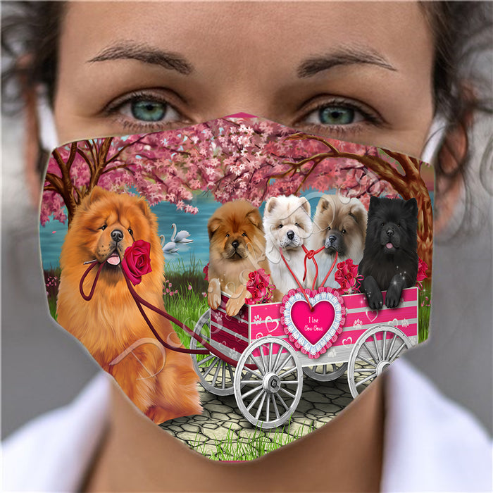 I Love Chow Chow Dogs in a Cart Face Mask FM48136
