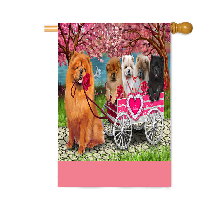 Personalized I Love Chow Chow Dogs in a Cart Custom House Flag FLG-DOTD-A62201