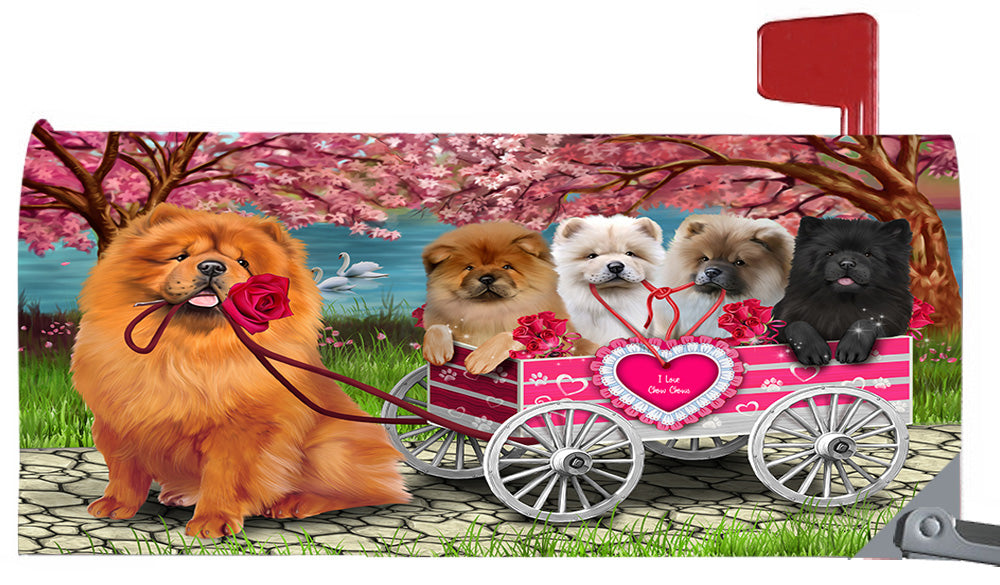 I Love Chow Chow Dogs in a Cart Magnetic Mailbox Cover MBC48550