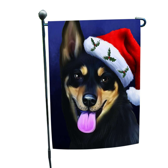 Christmas Australian Kelpies Dog Holiday Portrait with Santa Hat Garden Flag